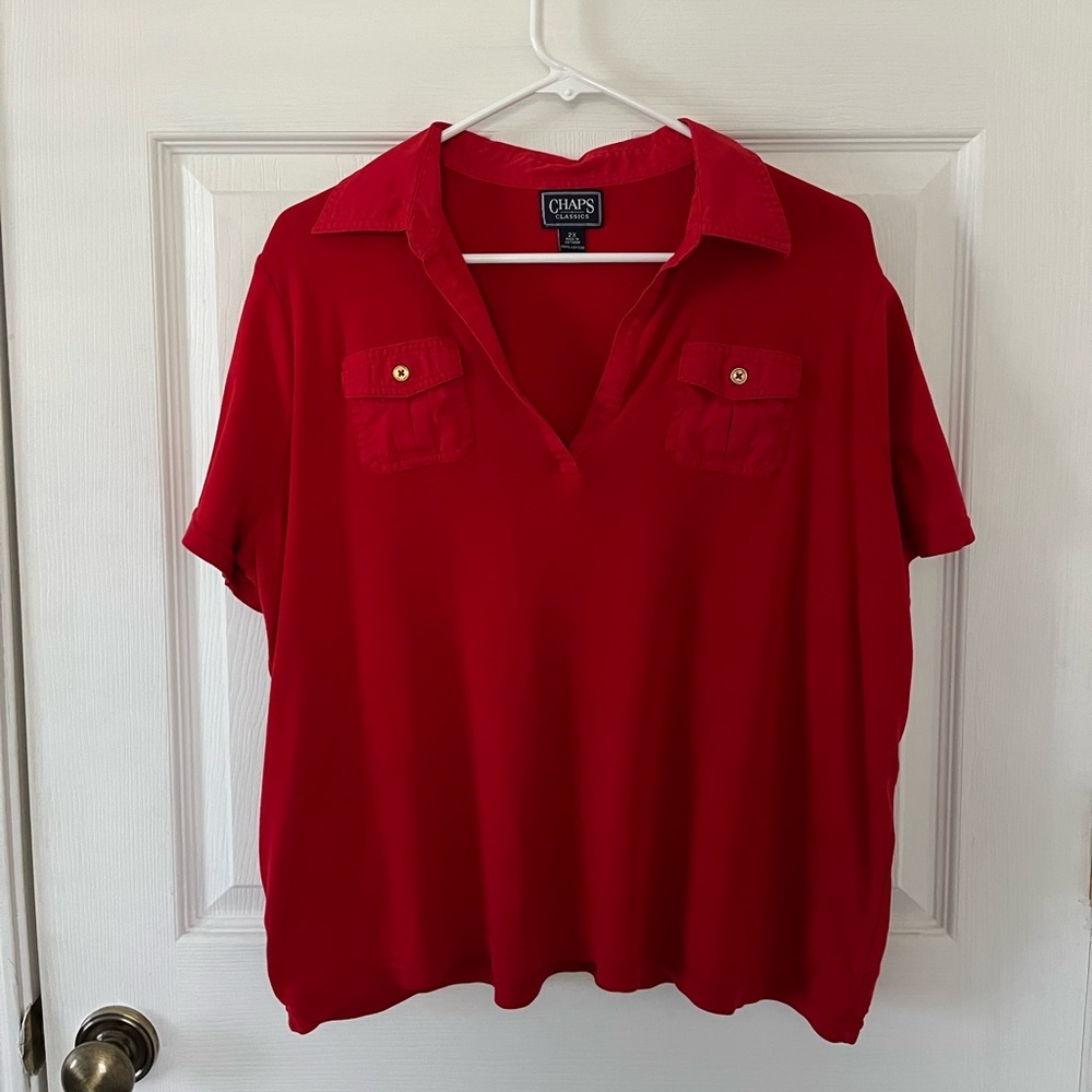 Chaps Red Short Sleeve Top